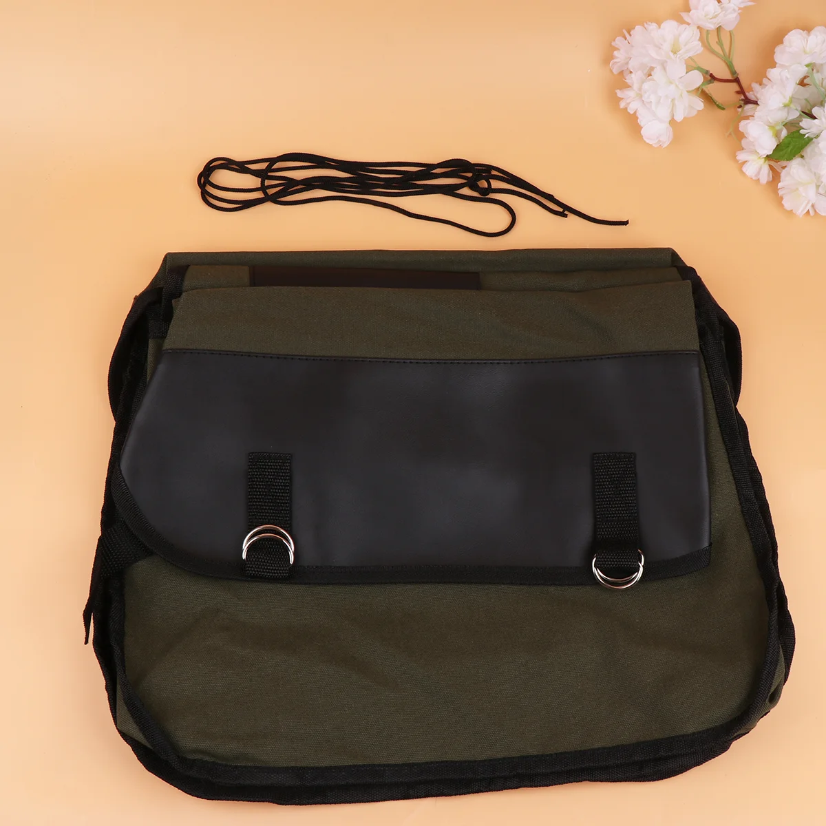 Double Pouches Mountain Storage Bag Weight Loading Pouch Canvas Seat Organizer for Travel Picnic (Khaki)