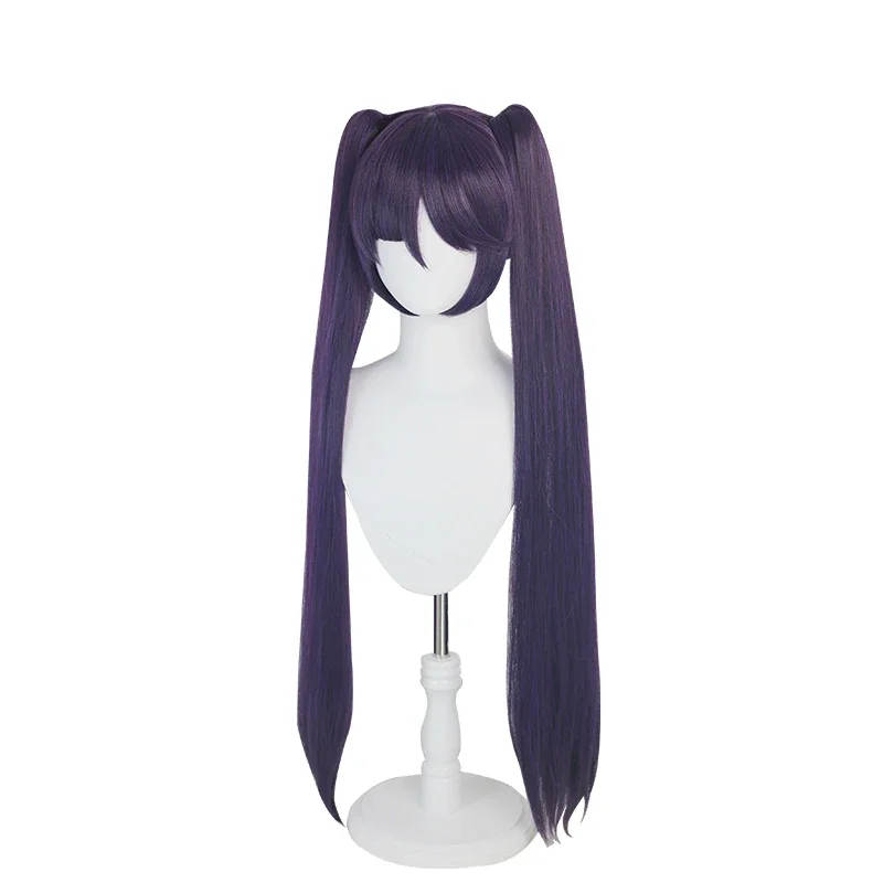 2024 Game Genshin Impact Mona Megistus Cosplay Wig Astral Reflection 90cm Purple Twin Tail Wig