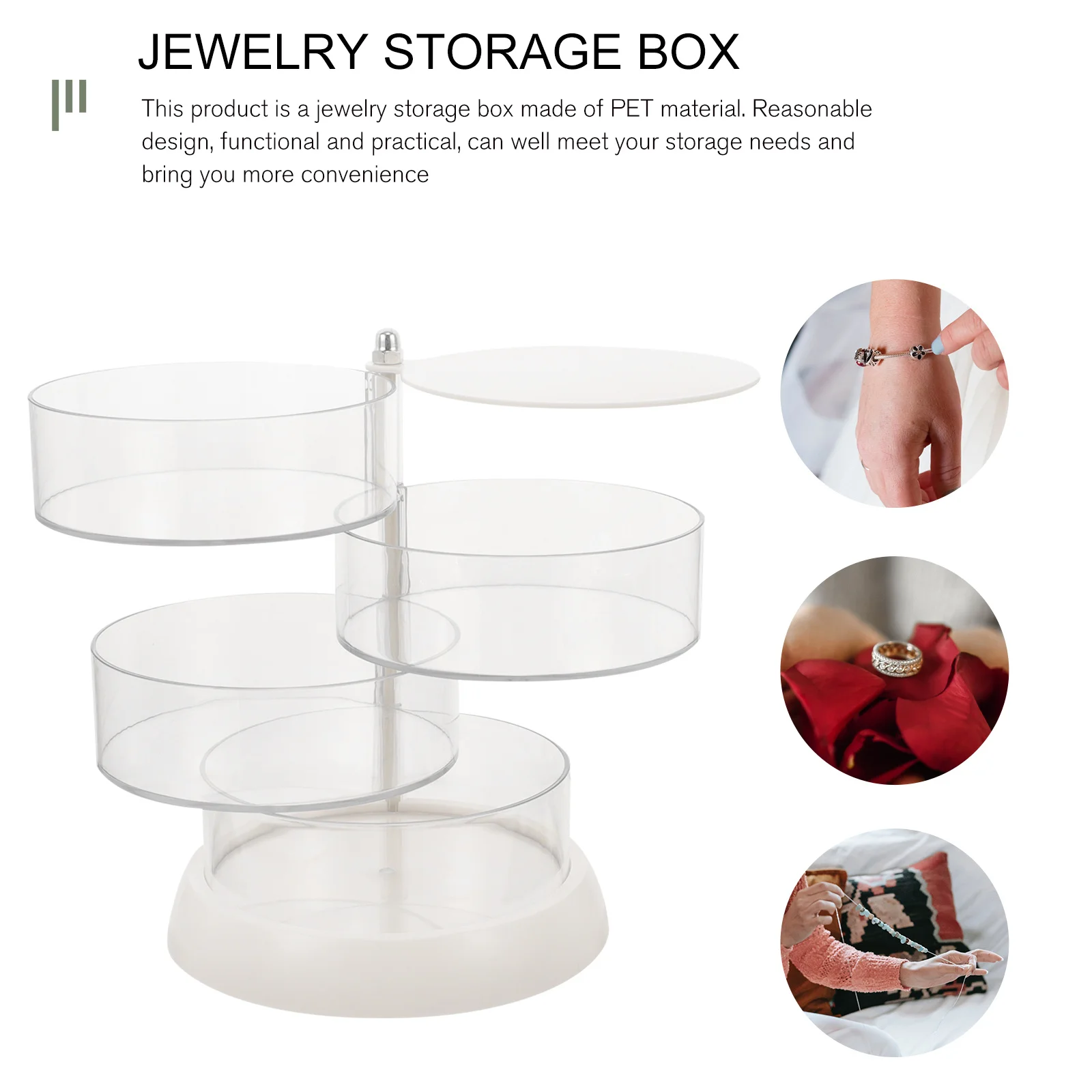 

4-Layer Rotatable Jewelry Organizer Box Clear Storage Container For Bracelets Necklaces Earrings Rings Woman Dustproof