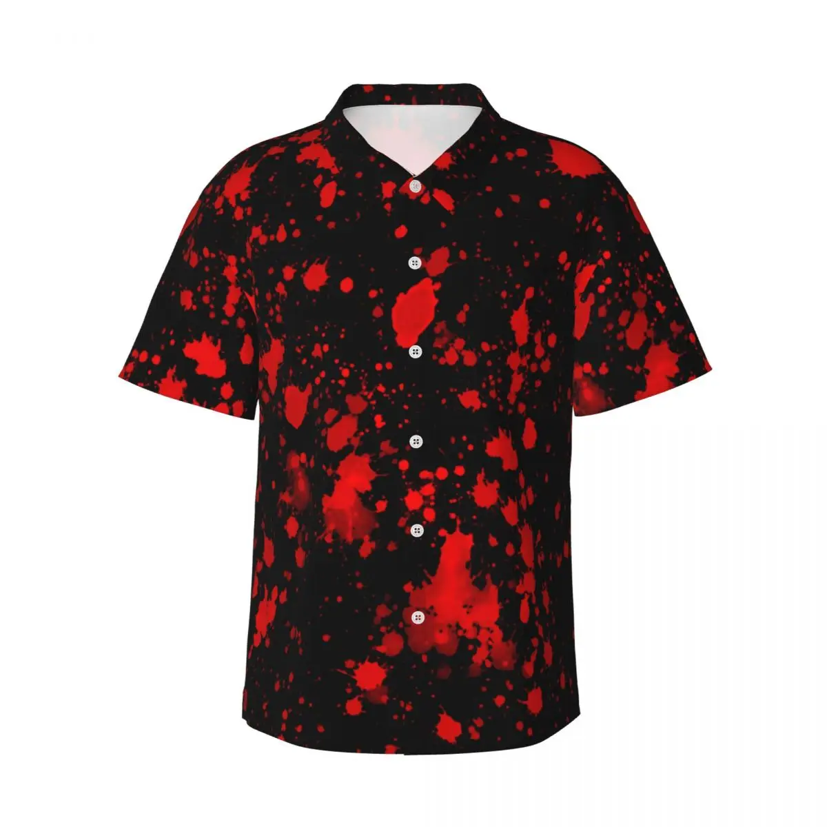 

Red Paint Splash Beach Shirt Man Abstract Art Casual Shirts Hawaiian Short Sleeve Design Elegant Oversize Blouses Gift