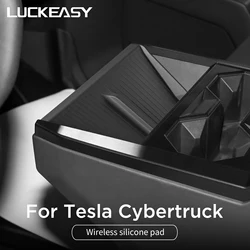 For Tesla Cybertruck 2024 2025 Wireless Charging Pad Interior Accessories Car Phone Non-slip Charger Mat Pickup Protective Pad