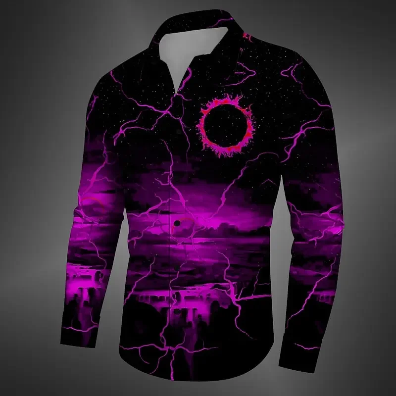 Men's Simple Dark Fission Pattern 3D Printed Tops Casual Contrasting Color Series Casual Vacation Outdoor Street Large Size Tops