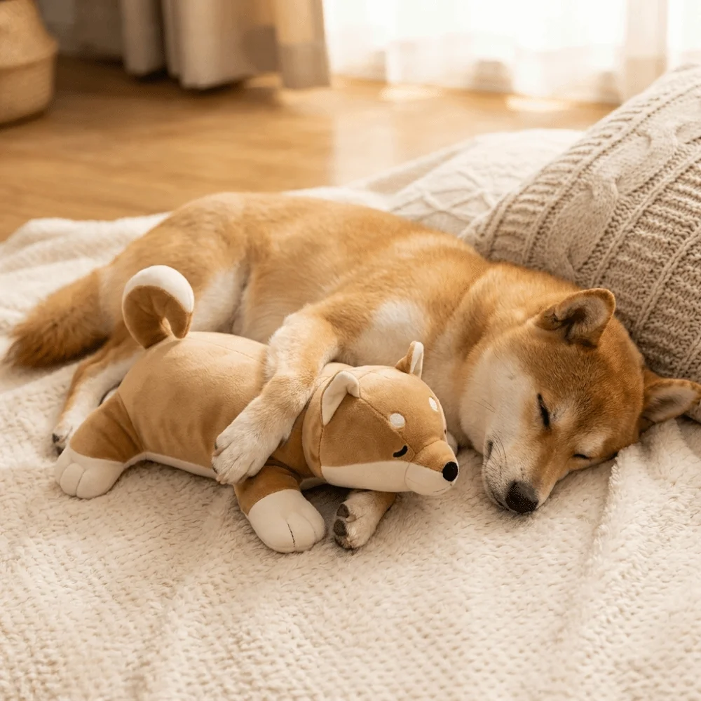 Simulation Heartbeat Pet Heartbeat Plush Doll Soft Comfortable Dog Anxiety Toy Dong Shape Interactive Pet Sleep Aid Toy
