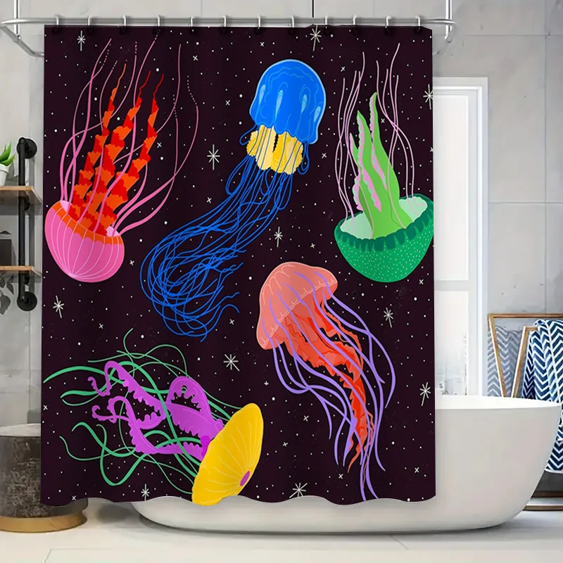 

Красочная занавеска для душа в виде медузы, современный декор для ванны с принтом для дома, кухни, спальни, водонепроницаемая ткань, размер 72 x 84 дюйма (183 см