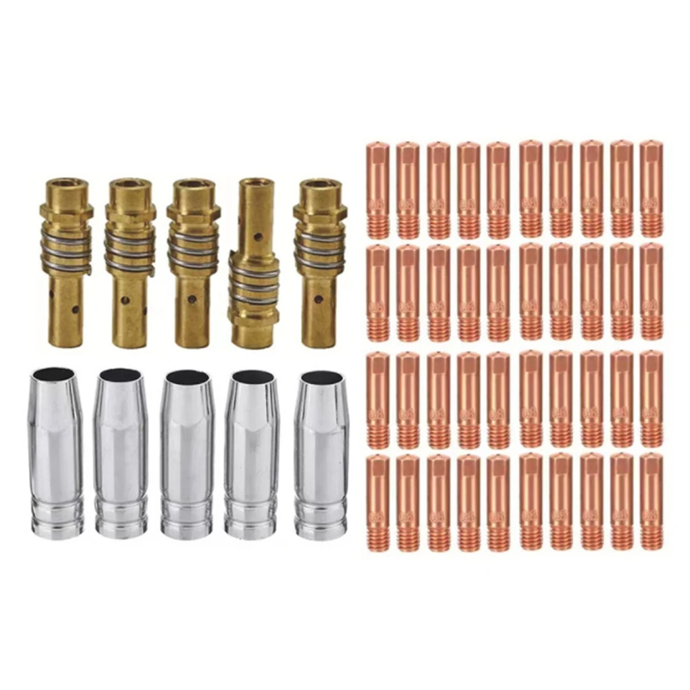 50Pcs for Mig Mag MB15 15AK Welding Torch Accessories CO2 MIG MB15 GAS Nozzle/Contact Tip/Tip Holder-0.8mm