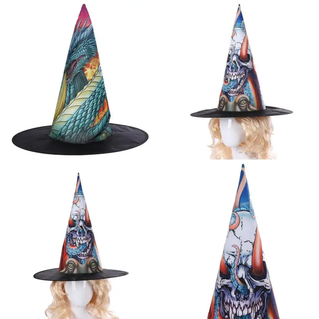 R1we polvo crânio cone bruxa chapéu presentes halloween moderno cosplay festa orname