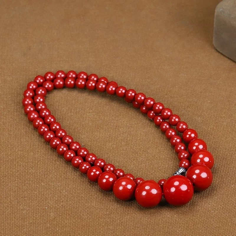 Cinnabar Necklace Fashion Raw Ore Natural Zijin Sand Clavicle Chain Jewelry  Pendant