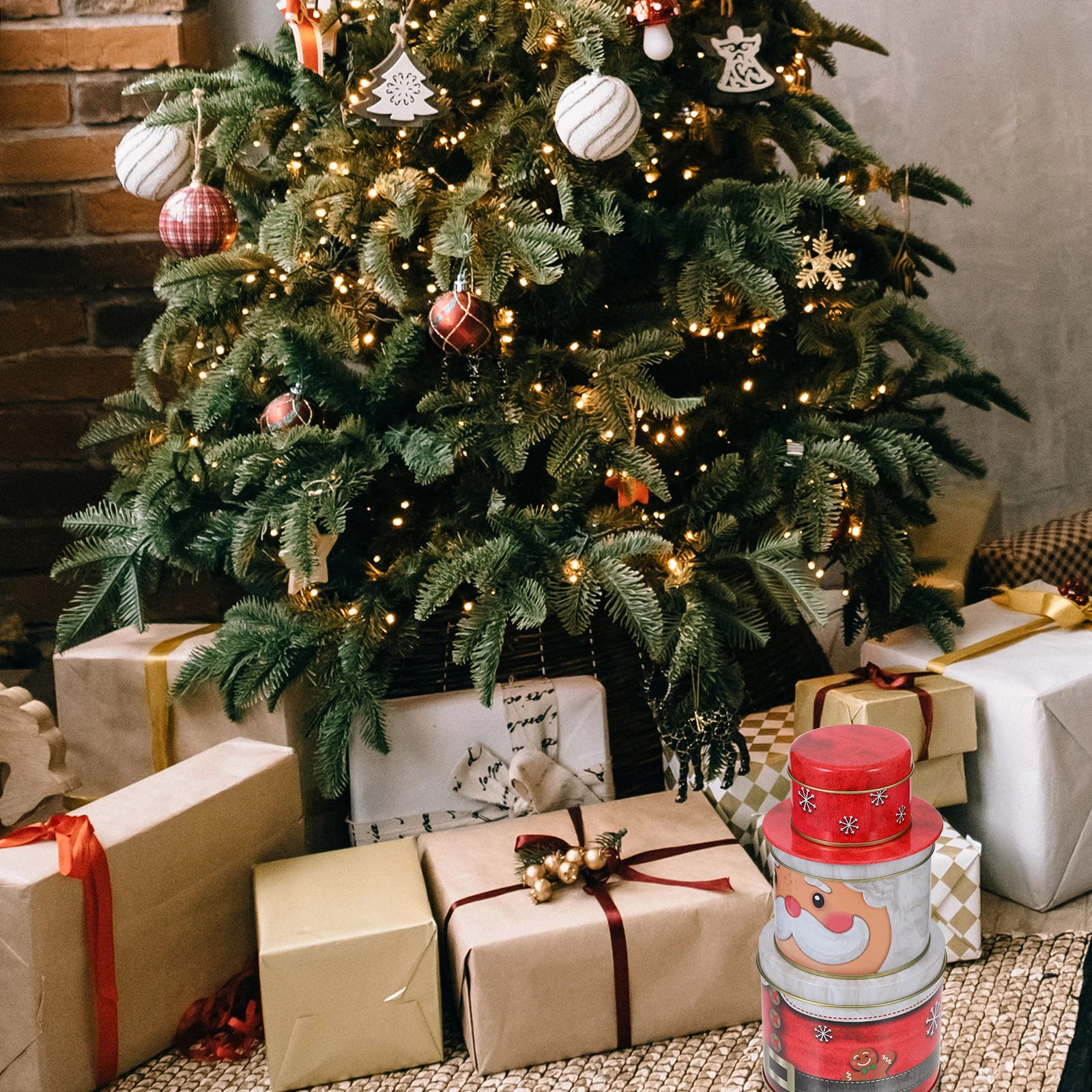 

Decorations Tinplate Storage Tank Christmas Xmas Tins Decorative Containers Red Candy Boxes