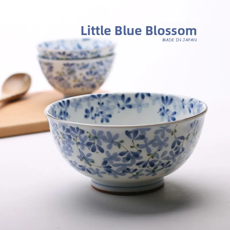 

Large Size Soup Bowl Noodle Bowl Porcelain Blue Bud Series Underglaze Color Dining Utensils Japanese Sle Floral Pattern