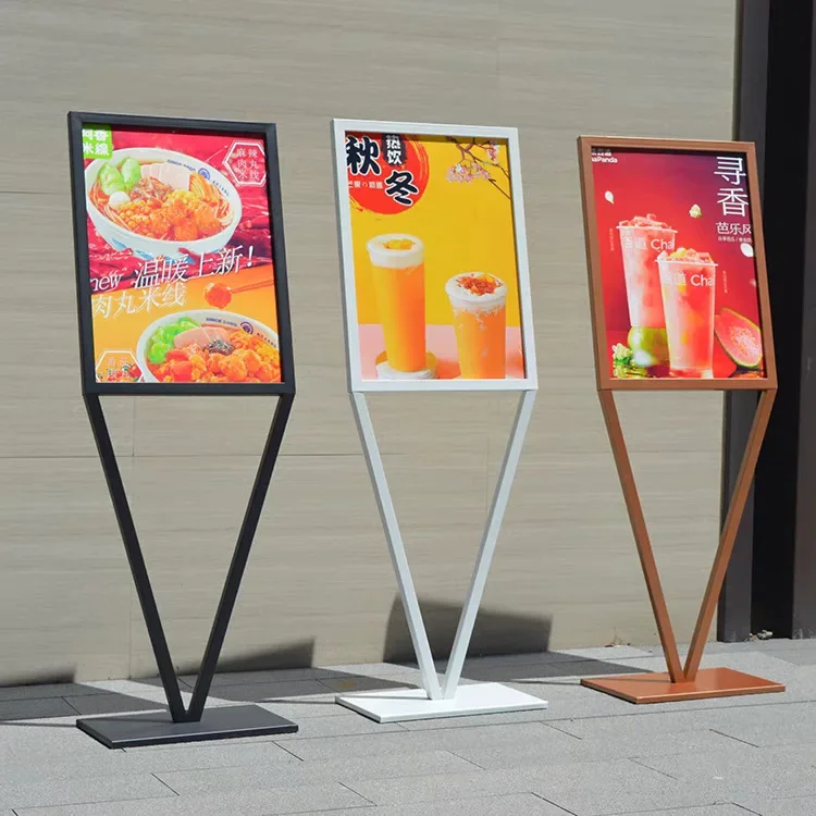 Advertising display stand Vertical billboard Display sign Clothing store Water sign Display stand Poster holder Floor V-shaped v