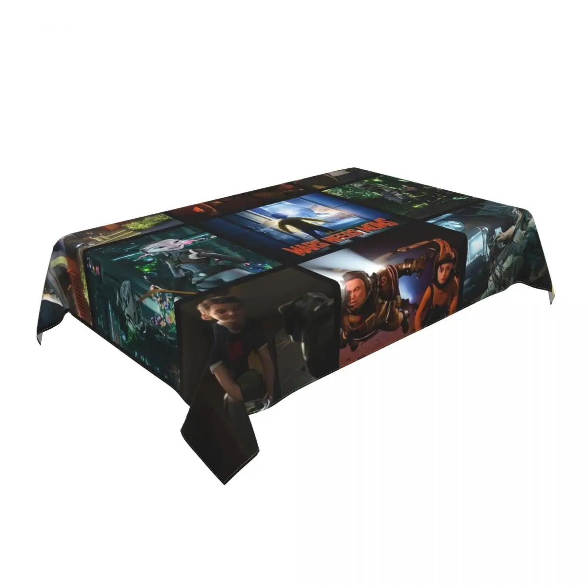 Disney Mars Needs Moms Animated Science Fiction Adventure Tablecloth Rectangular Elastic Waterproof Table Cover Cloth for Party