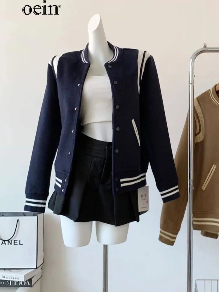 

[oein] 2024 Autumn Women Old Friend Pays Tribute To The Road Of Frosted Baseball Uniform Women New Short Jacket Thickened