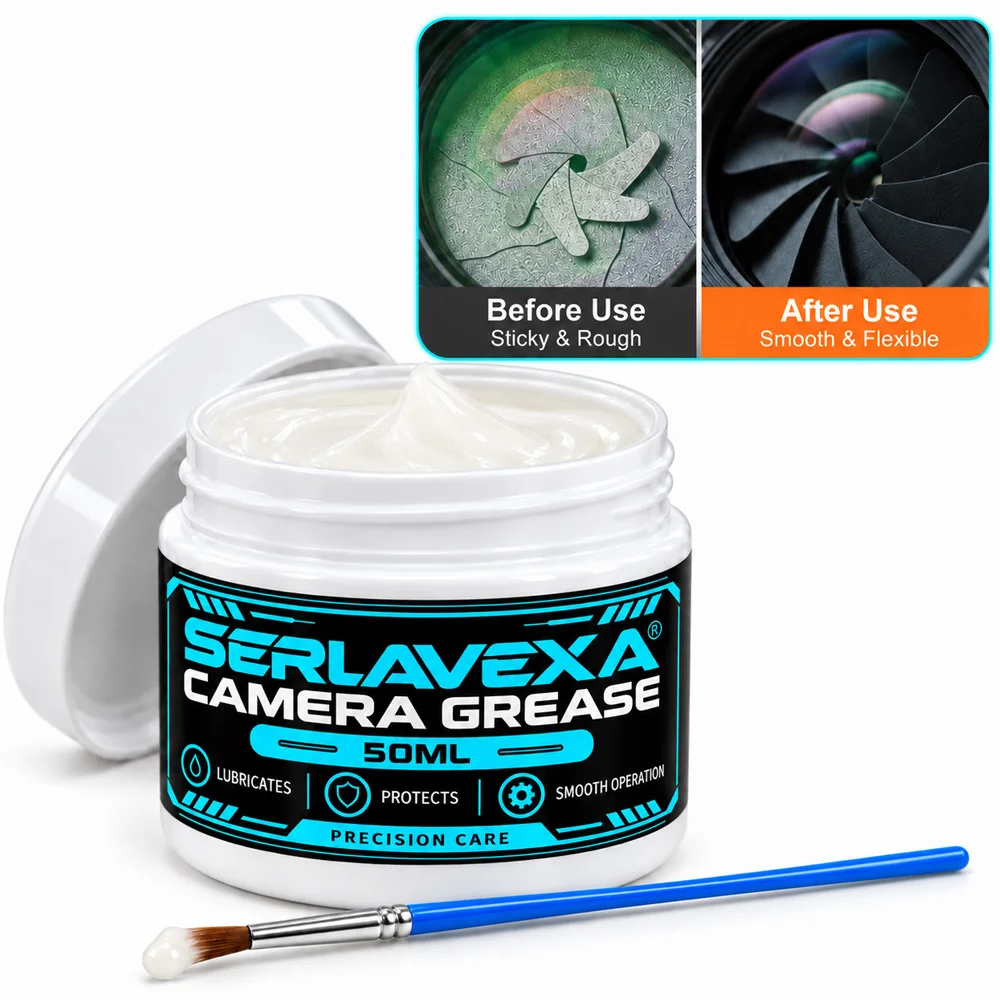 50ML Camera Lens Grease Precision Lubricant for Focus Zoom Ring Gear Hinge DSLR Mirrorless Repair Maintenance with Brush