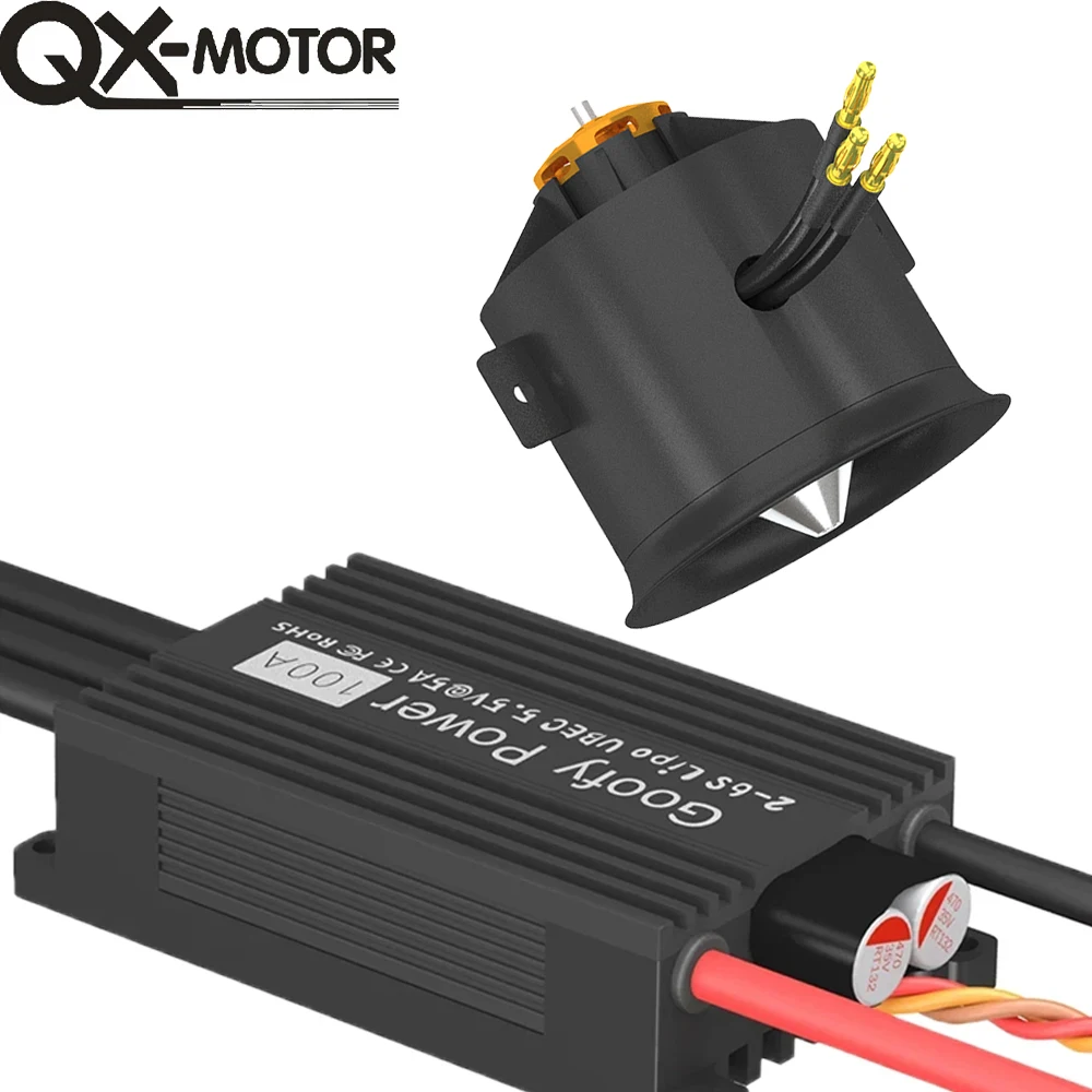 QX-Motor 70mm duct fan EDF, paired with QF3027-2200kv brushless motor and 100A ESC, suitable for remote control toy accessories