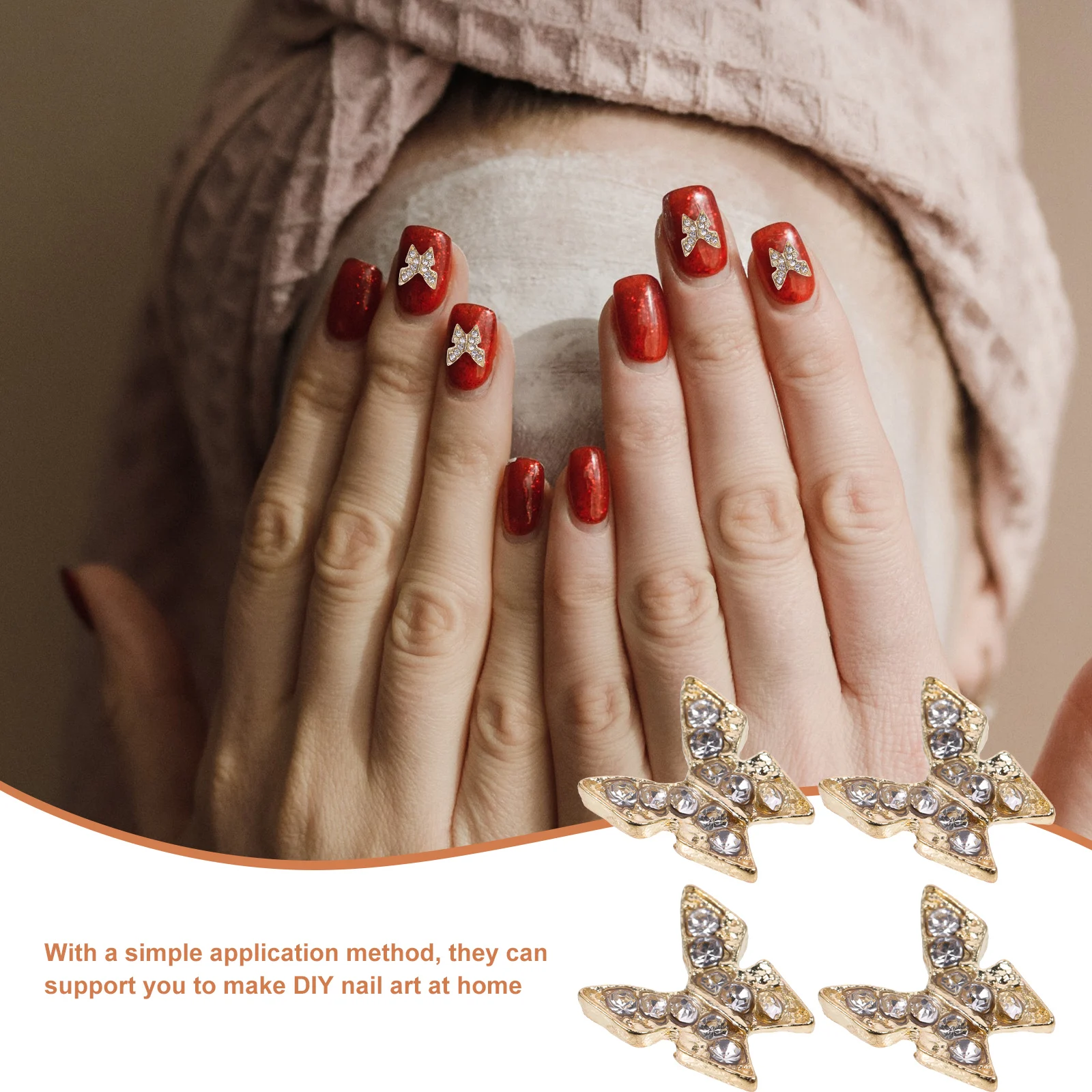 20Pcs Delicate Butterfly Nail Decor Alloy Metal Rhinestones Adorable Stylish DIY Nail Art for Decorative Wear-Resistant Manicure