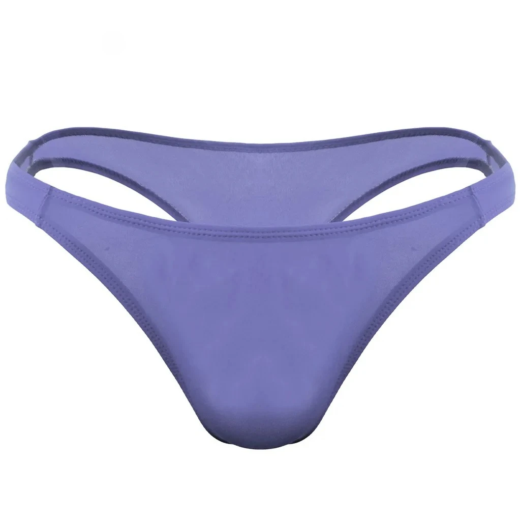 Men's Erotic Mankini Ice Silk Thin Semi Transparent Briefs Gays Sexy Low Waist U Convex Pouch Elastic Quick Dry Tanga Thin Thong