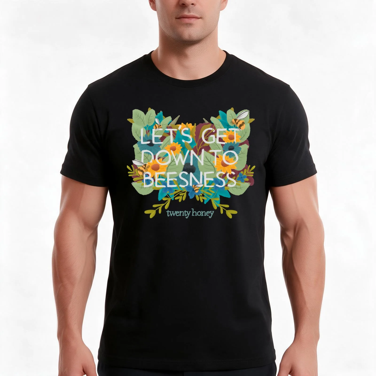 Twenty Honey T-Shirt, Summer Casual Cotton Tee, Oversized Streetwear Tops, Vintage Graphic Print, Loose Fit Short Sleeve