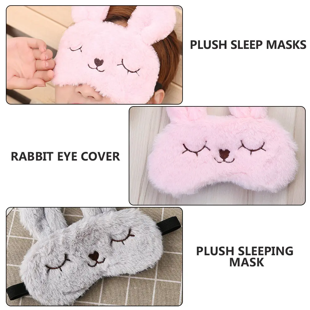 2Pcs Rabbit Eye Mask Soft Sleeping Mask Sleep Aid Eye Cover Lovely Eyeshade Blindfold Sleep Masks