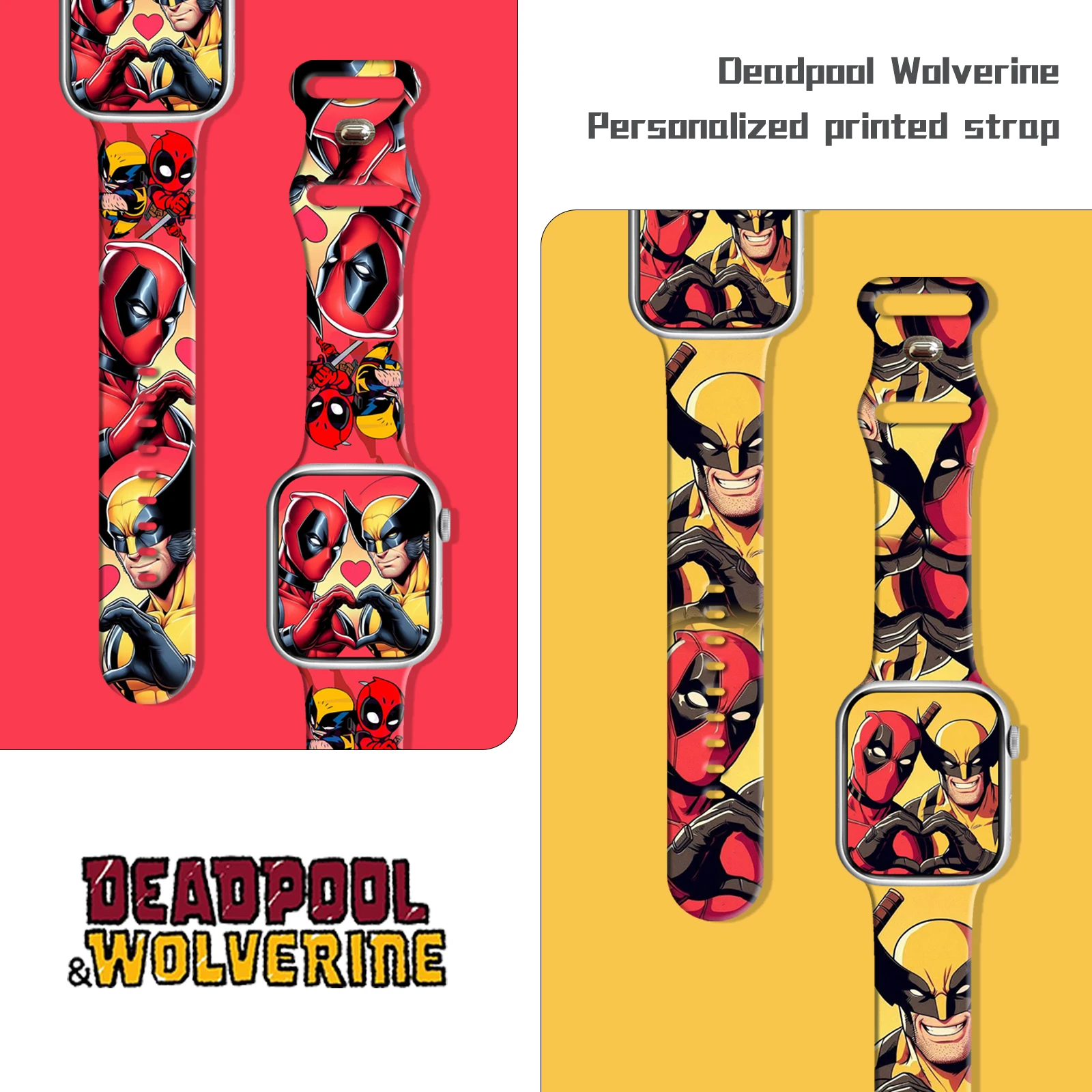 

Deadpool and Wolverine Strap for iWatch11 10 9 8Silicone Band Replaceable Bracelet for Apple Watch 46mm 44mm 42mm 38mm Watchband