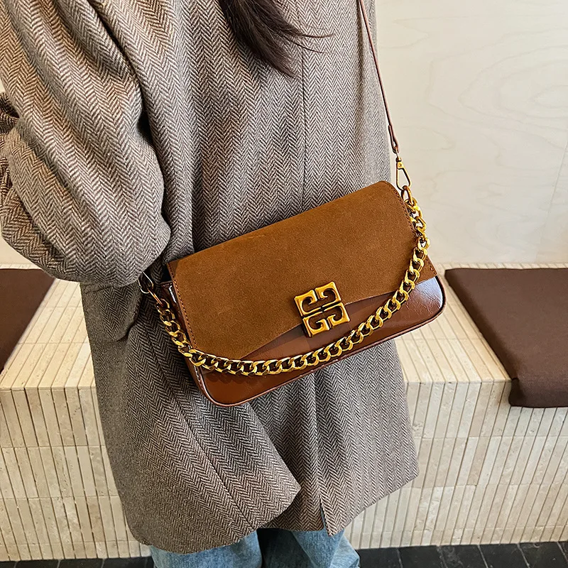 Premium Retro Matte Chain Small Square Bag Winter Trendy Designer Fashion Leopard Print Versatile Casual Shoulder Women's Bag