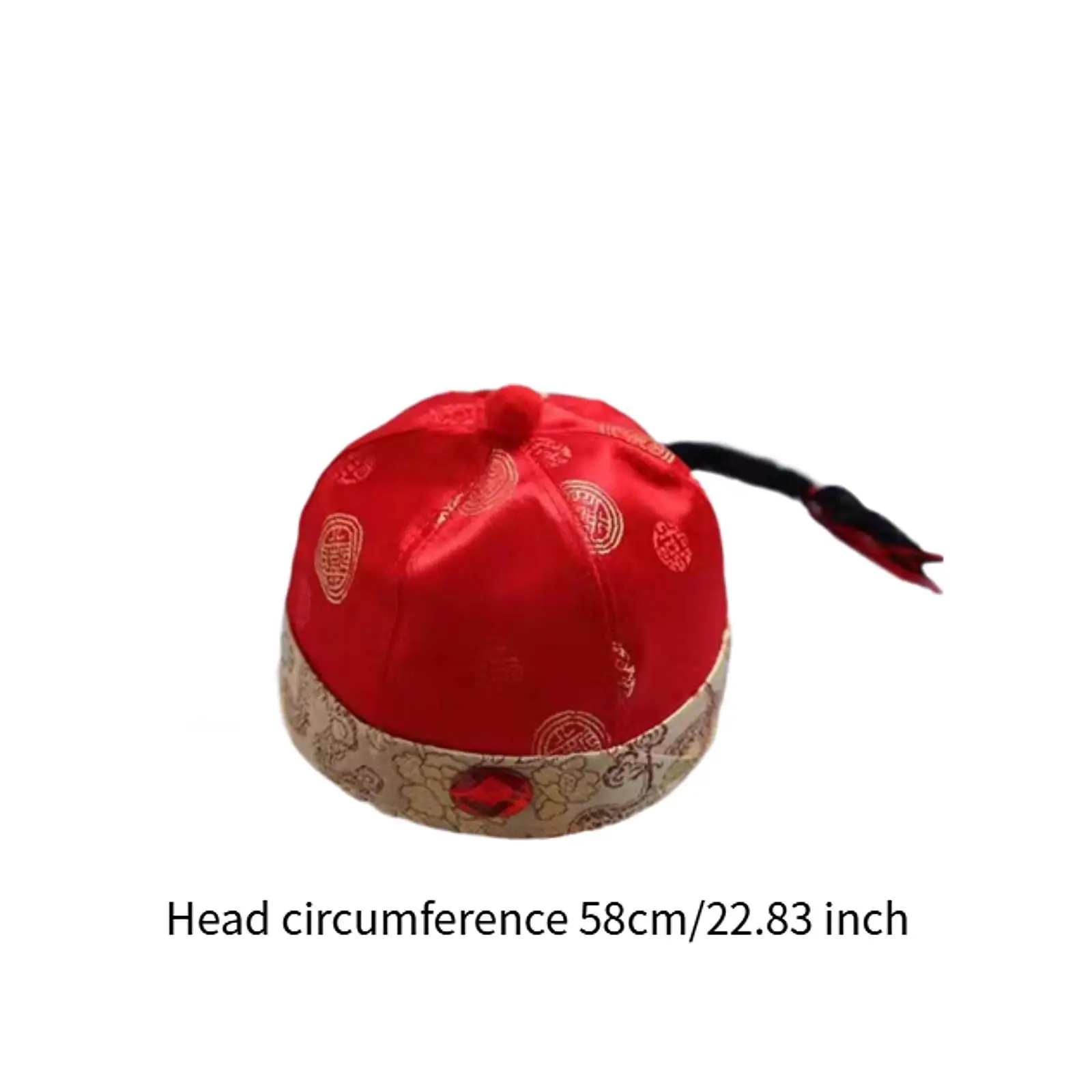 Chinese Oriental Hat Funny Qing Emperor Hat for Theme Party Fancy Dress Show