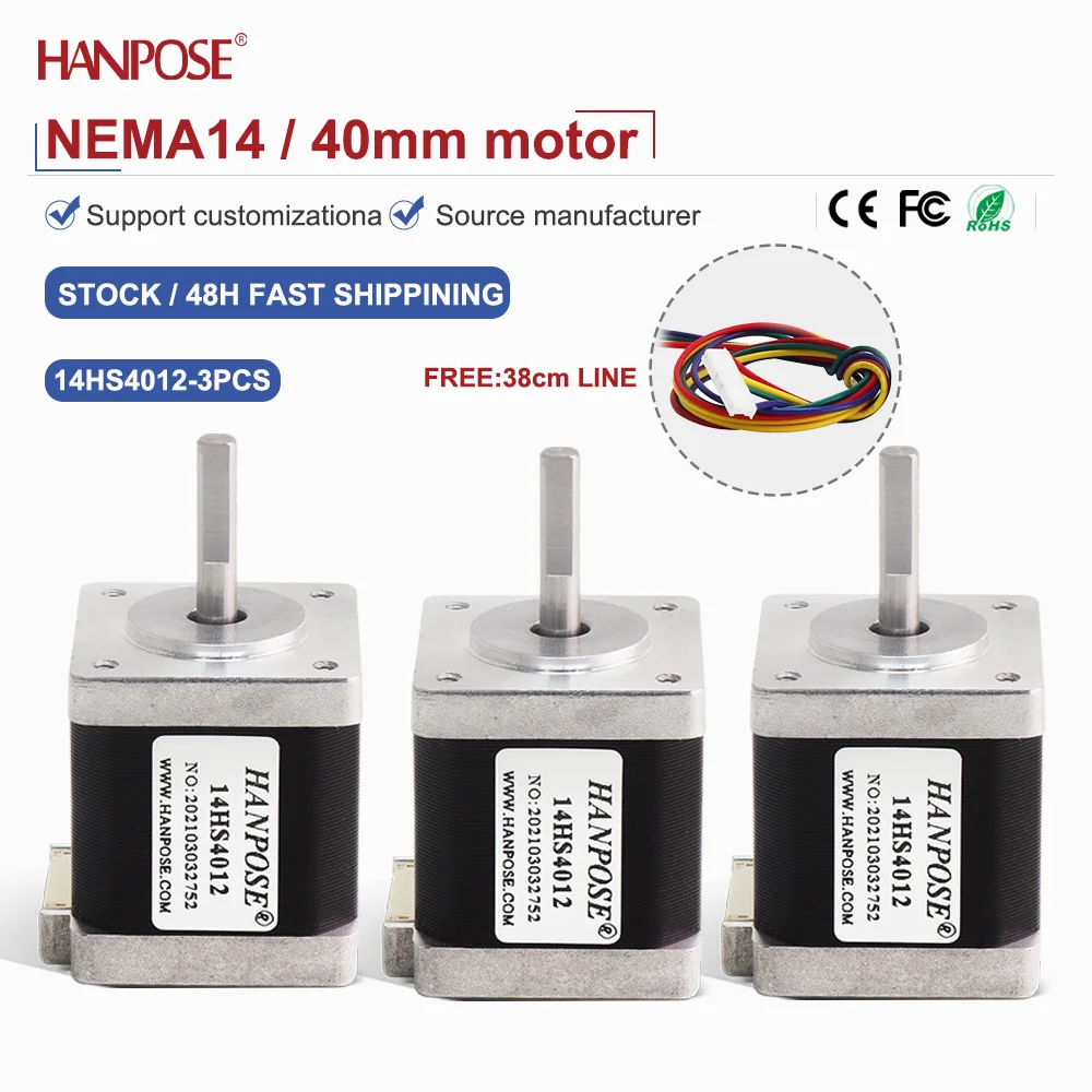 

NEMA14 3PCS 14HS4012 Miniature Stepper Motor 0.22N. m 1.3A 3D Printing Accessories Motor Manufacturer Direct Sales in Stock
