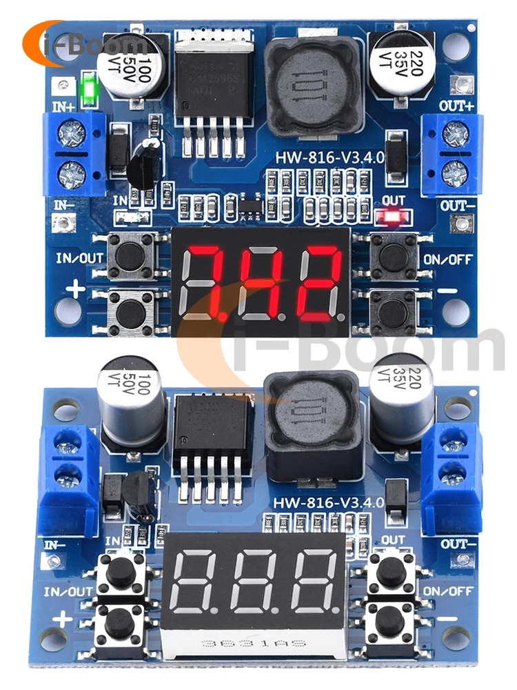 DC 7V~36V To DC 0.5V~35V 3A LM2596 Adjustable Buck Module Voltage Regulator Power Supply Module With Red Digital Display