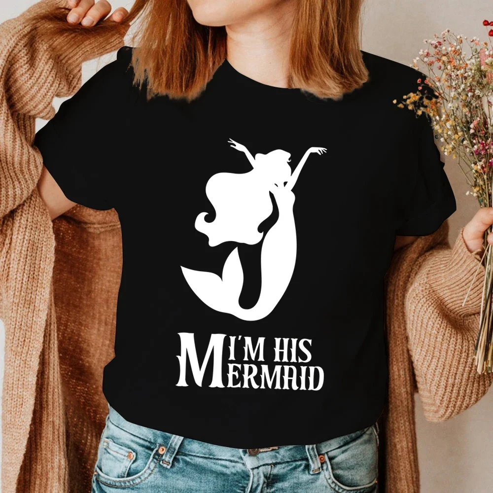 ''I’m Her Anchor His Mermaid'' Print Casual Short Sleeve Harajuku Fashion T-Shirt Female Male Matching Couple Tee