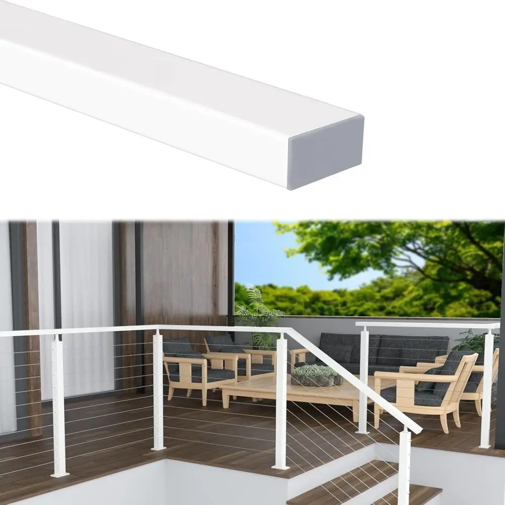

66 White Cable Railing Stainless Steel Handrail Adjustable Deck Stair Indoor Outdoor Length with Paper User Guide HT10 WP4