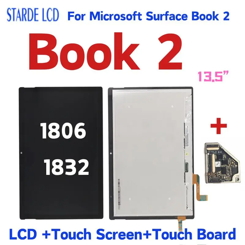 13.5” For Microsoft Surface Book 2 1806 1832 LCD Display Touch Screen Digitizer Assembly For Surface Book2 LCD With Touch Board