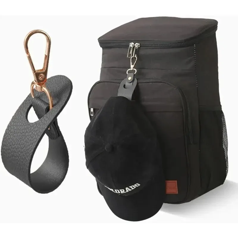 Travel Hat Clip Leather Simple Golf Baseball Hat Organizer Hands-free Latch Buckle for Towel Glove Storage