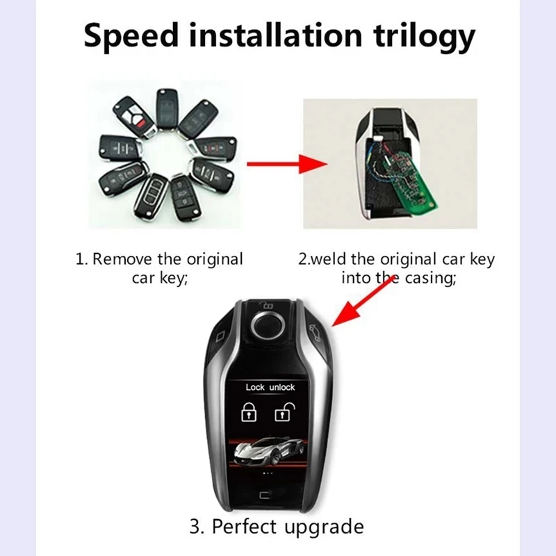 XNRKEY LCD 키, 범용 부티크 스마트 원격 자동차 키, LCD 스크린, BMW 벤츠 아우디 포드 도요타 혼다 랜드로버용, TK800 수정