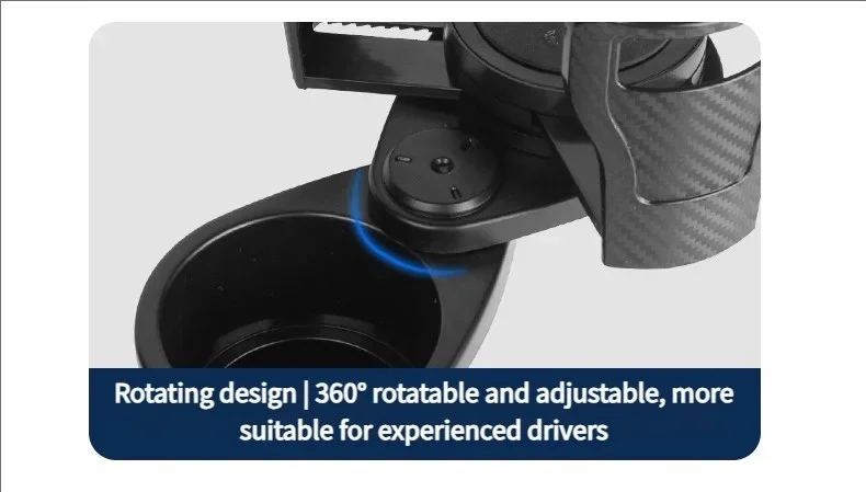 Verstellbarer Doppel-Auto-Getränkehalter 360 Grad Drehbar Rutschfester Becherhalter Multifunktionaler Erweiterer für Fahrzeug-Teebecher Wasserbecher-Ständer – Detail 9