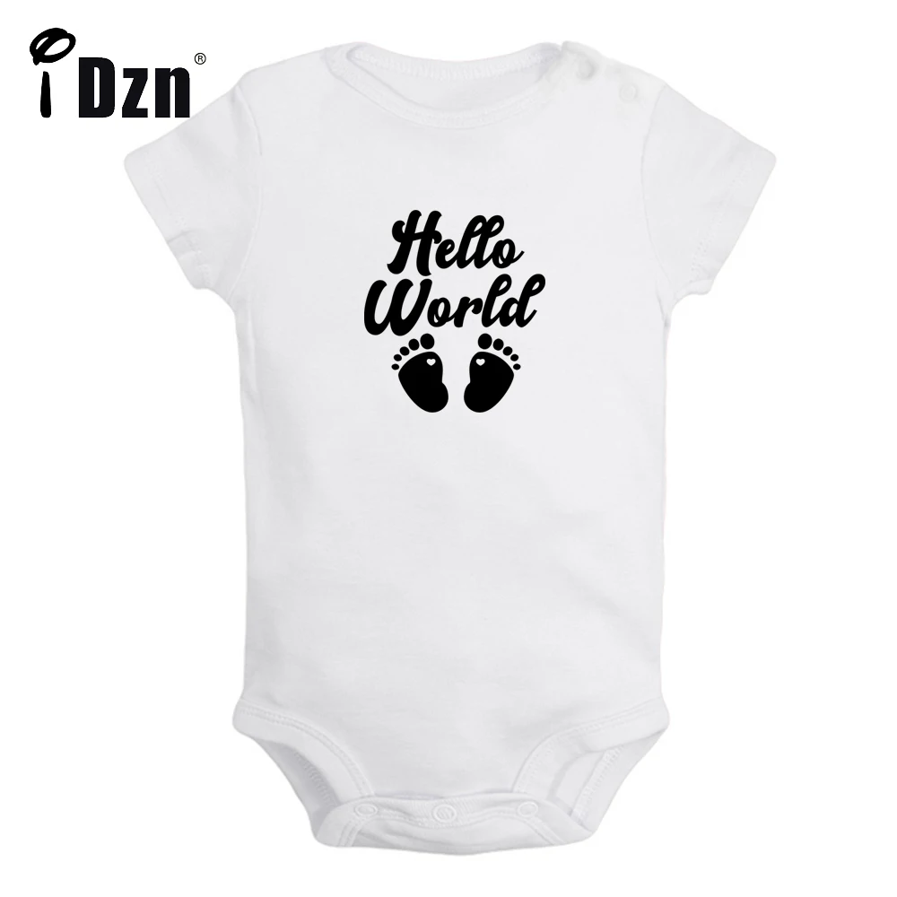 Hello World -Pregnancy Announcement Gifts Cute Fun Print Baby Rompers Boys Girls Bodysuit Infant Short Sleeves Jumpsuit Clothes