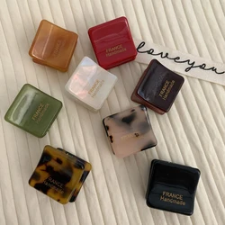 New Korean Simple Cute 2CM Square Mini Hair Clip Claw Fashion Acetate Pure Color Bangs Clip Hair Accessories