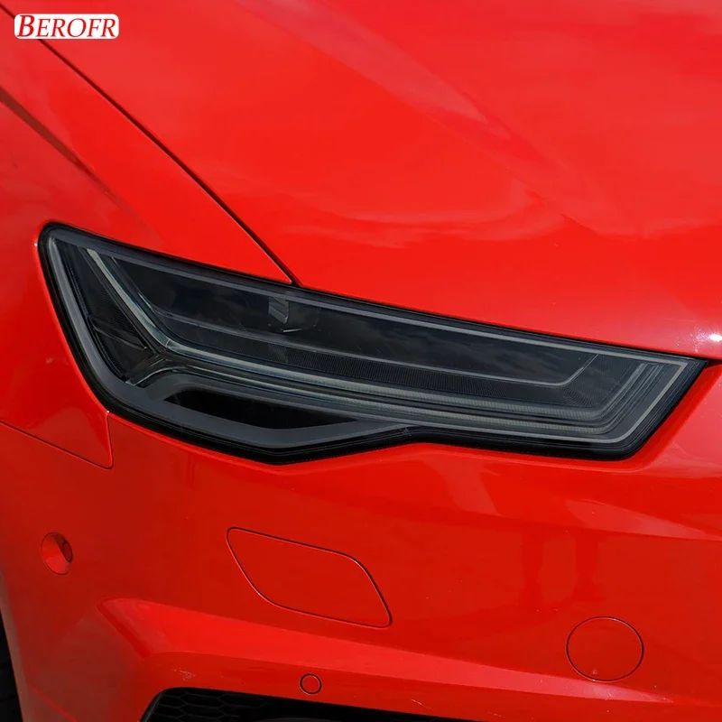 

2 шт. защитная пленка для фар автомобиля, дымчато-черная тонировочная пленка, прозрачная виниловая наклейка из ТПУ для Audi A6 C7 4G S6 RS6 2012-2018