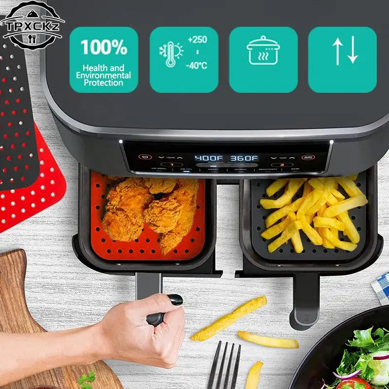 Reusable Silicone Air Fryer Liner Mat Non-Stick Steamer Pad Baking Inner Liner Cooking Mat For Kitchen Accessories Round Square