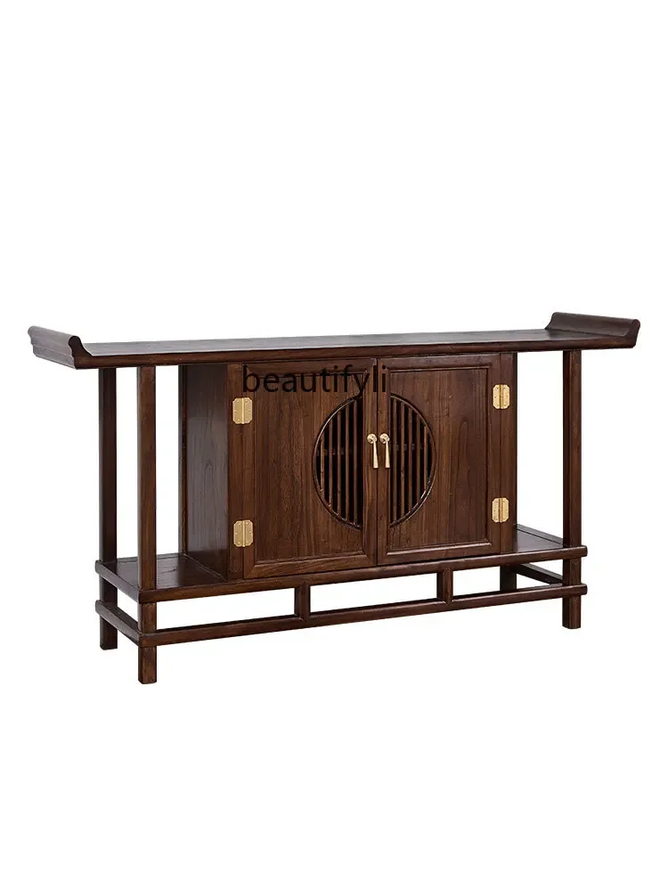 

New Chinese-style entrance door entrance cabinet Solid wood light luxury against the wall Living room partition entrance table