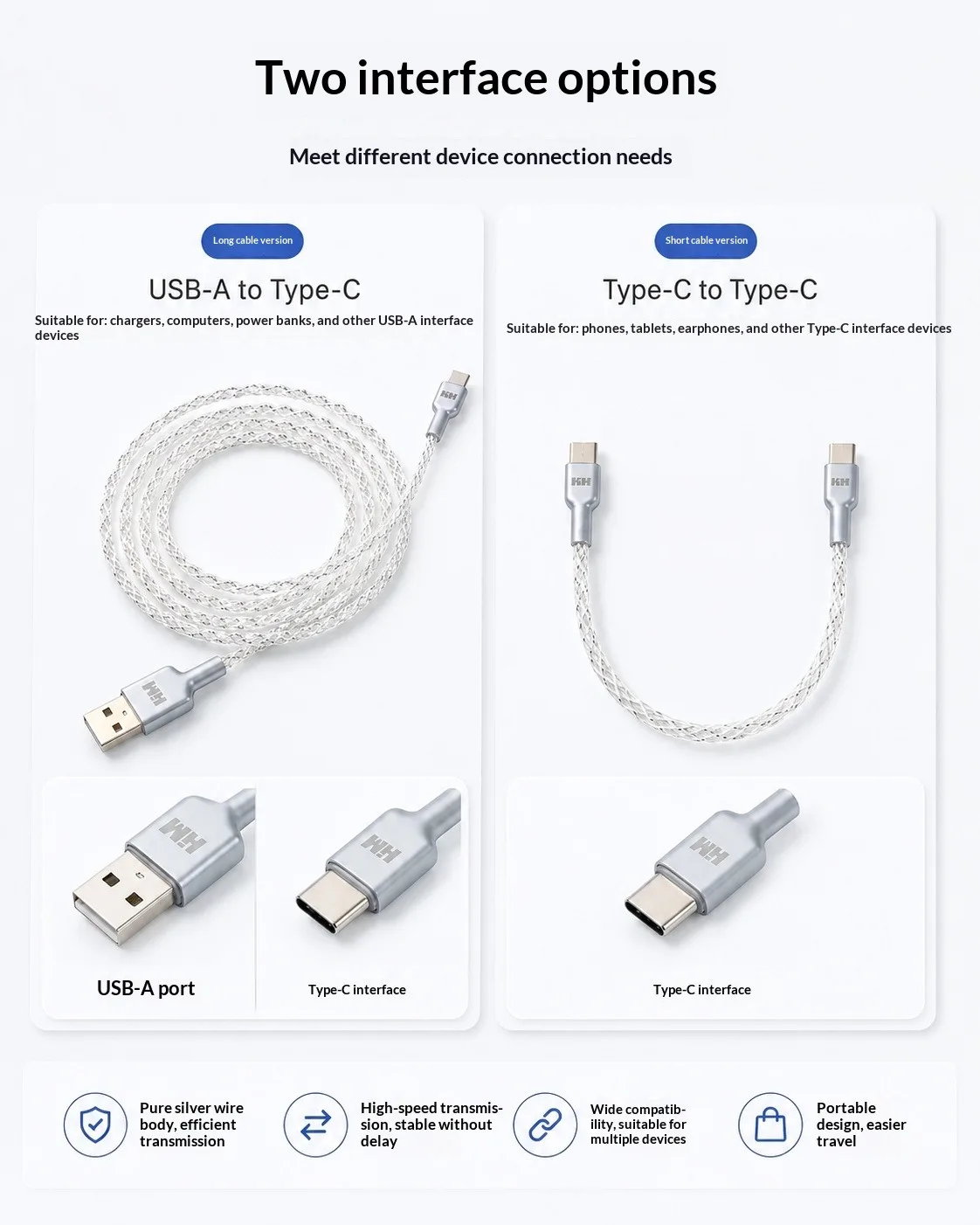 HMLAB RGB Glow Geflochtenes Datenkabel - Farbverlauf-Beleuchtung, USB-A auf Typ-C & USB-C auf Typ-C, Perfekt für Gaming-Tastaturen – Detail 5
