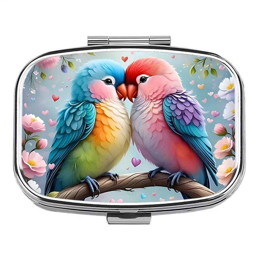 Portapillole "Birds in Love", 2 scomparti.