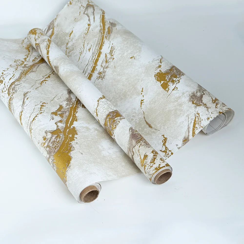 Cream White Gold Foil Marble Peel & Stick Contact Paper Glossy Self Adhesive Wallpaper for Kitchen Countertop Cabinet Decor
