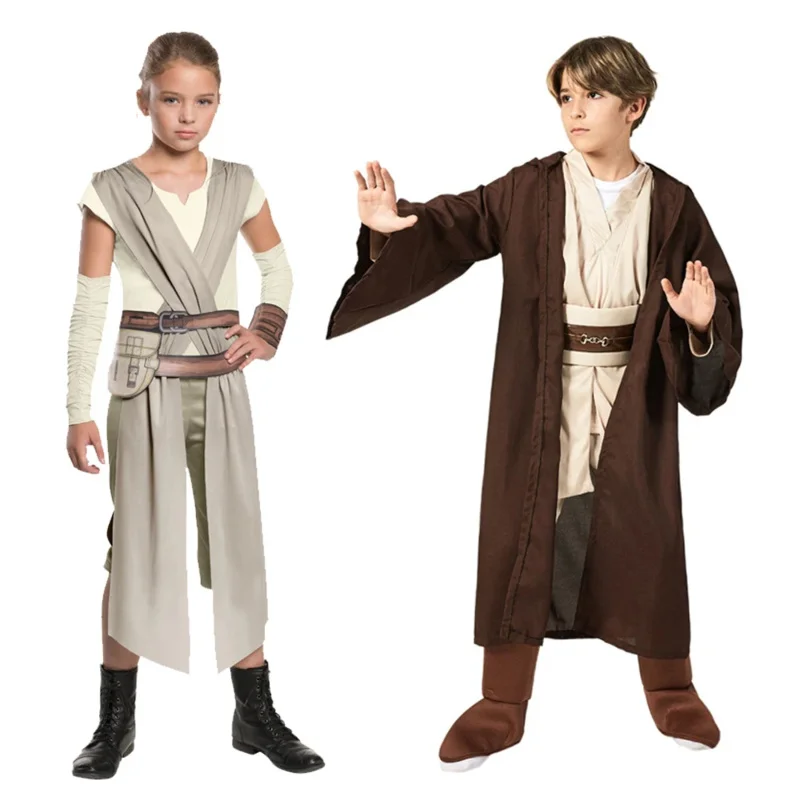 Jeying warrior full set cosplay costume for kids Boys Girls high quality Halloween carnival costume Rey Obi Wan Kenobi costume