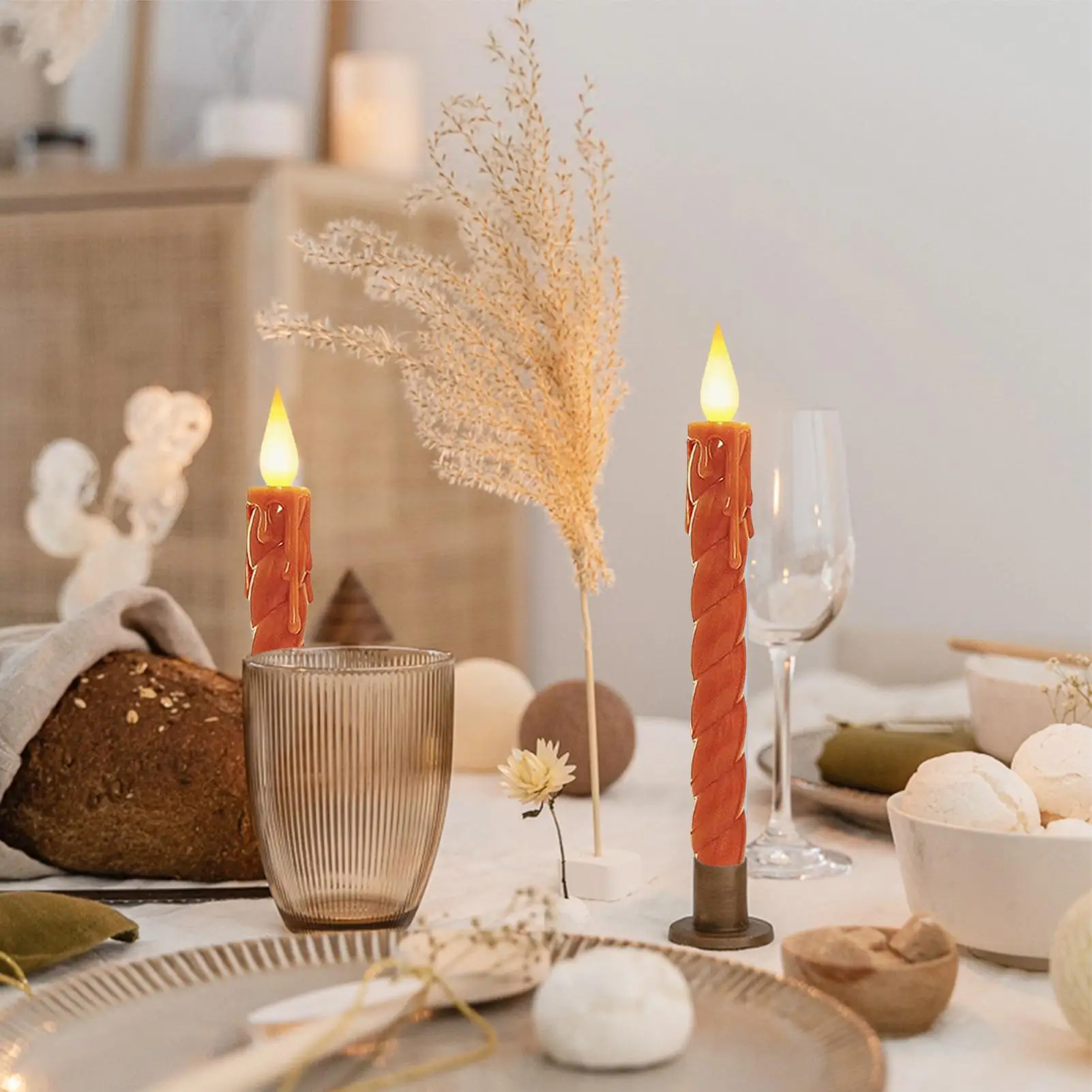 Flameless Taper Candles With Remote Battery Operated Candlesticks With Flickering Light 6 Pieces Ambiance Illumination Lamp For