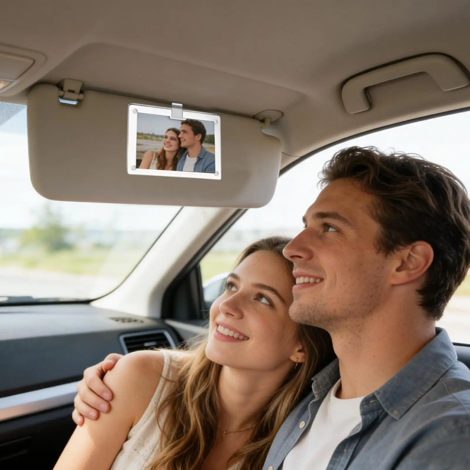 1PC Picture Photo Frame Car Visor Photo Clip Auto Interior Decor For Car Driving Keepsake Sun Visor Organizer Couples Gift