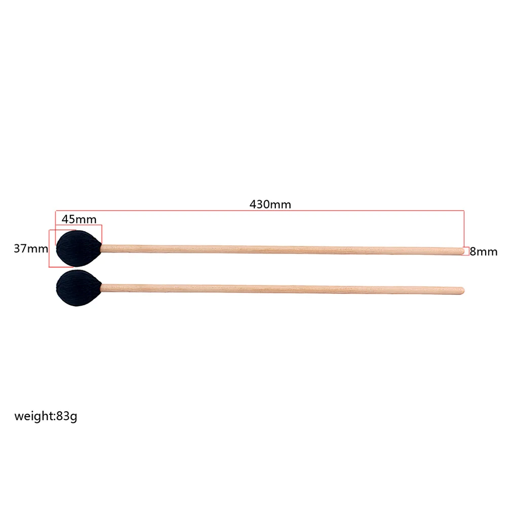 

2Pcs Bass Drum Mallet Wool Felt Head Drumstick Wooden Handle Percussion Tool Stable Comfortable Grip Music Use