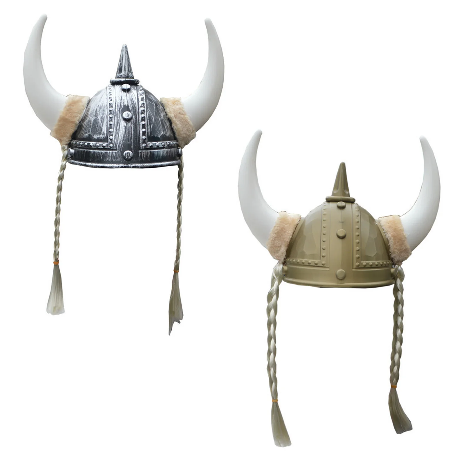 

Halloween Ox Horns Hat Viking Helmet with Braids Decoration Prop for Adult Plastic Medieval Warrior Knight Hat Headgear Dress Up
