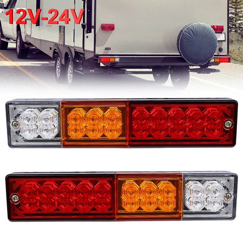 20 LED Truck Universal Tail Lights 12V 24V Trailer Rear Reverse Brake Lamp Side Turn Signal For Cargo Van Semi-Trailer Tipper RV