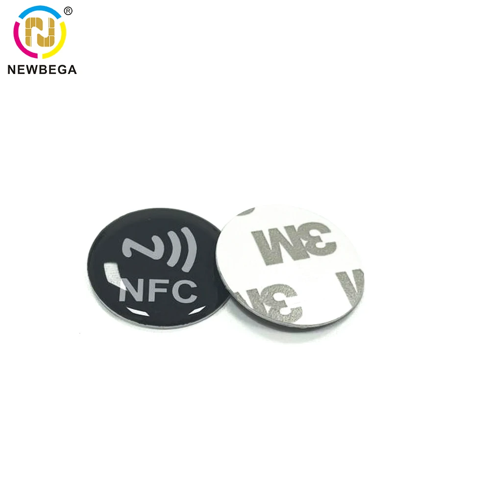 Black NFC 216 Epoxy Card Rewritable Waterproof RFID Sticker Dia 30mm For All NFC Enabled Phone