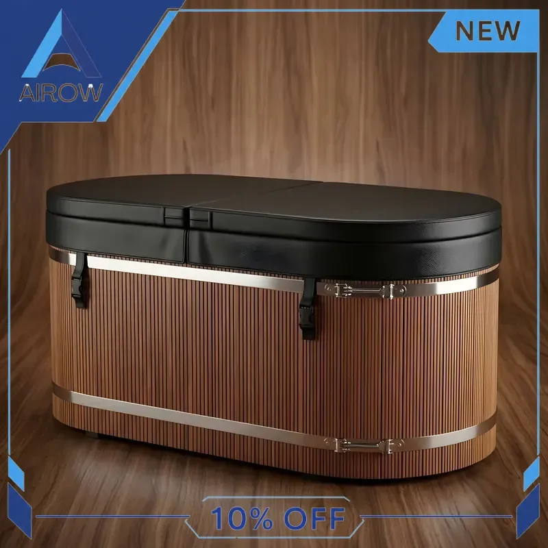for Luxury Insulated Ice Bath Tub Teak Finish Cold Plunge Pool Durable Composite Hydrotherapy Recovery for Athletes Home Spa