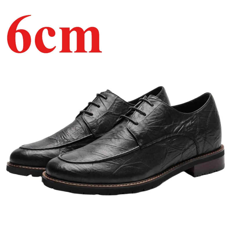 Height-increasing Shoes Men's 6cm Invisible Elevated High-end Comfortable Business Derby Shoes Genuine Leather Men's Dress Shoes